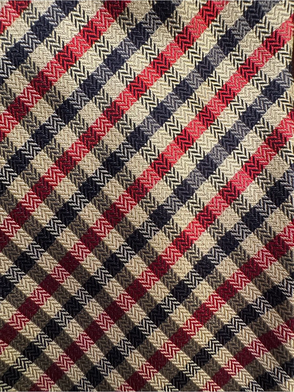 Burberry Silk Plaid Tie Red Blue
